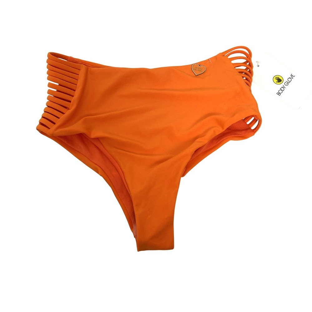 Body Glove Bikini Bottom Womens Small Smoothies‎ Ginger High Waist Orange